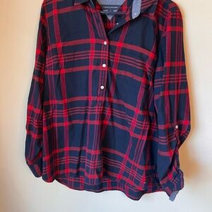 Lucky Brand Red and Black Plaid Shirt